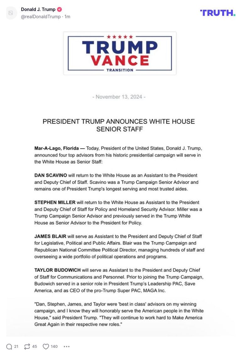 Post image from Donald Trump