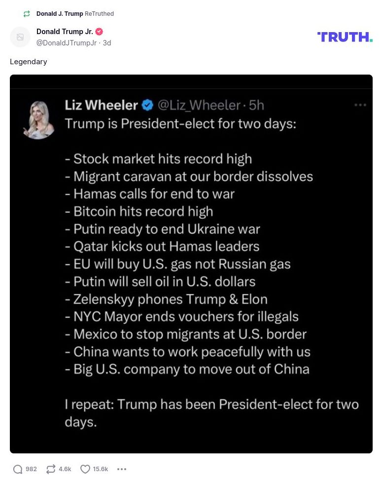 Post image from Donald Trump