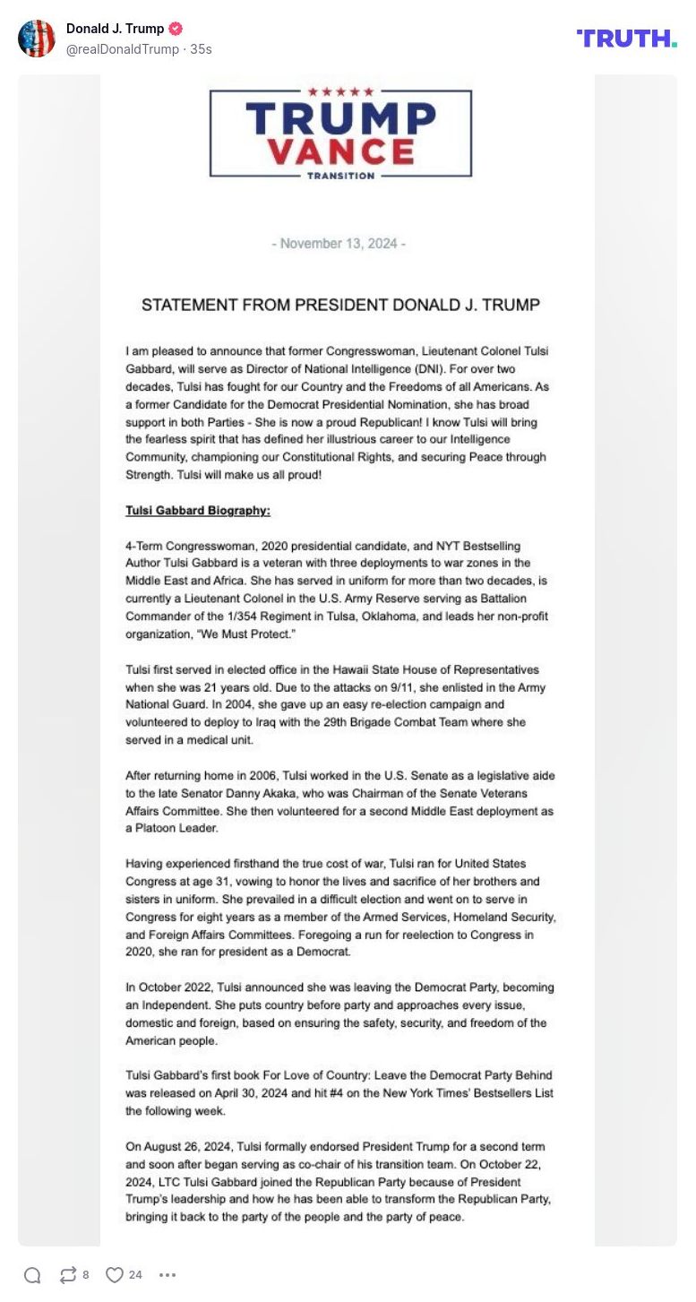 Post image from Donald Trump