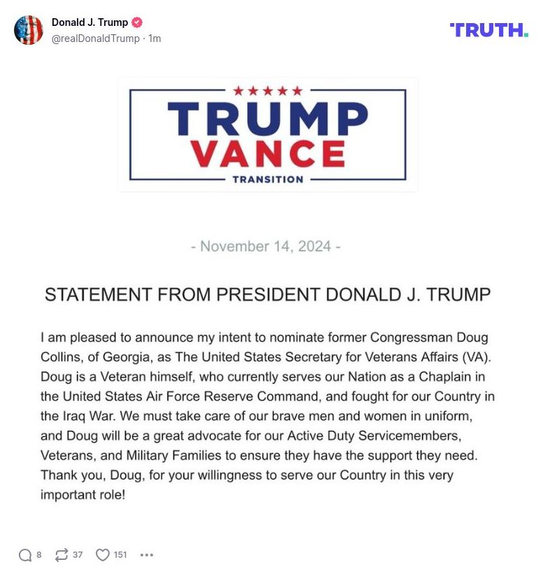 Post image from Donald Trump