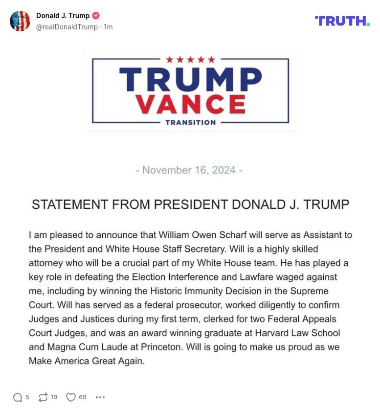 Post image from Donald Trump