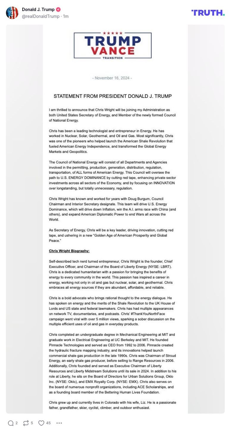 Post image from Donald Trump