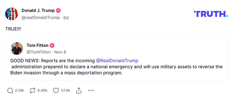 Post image from Donald Trump