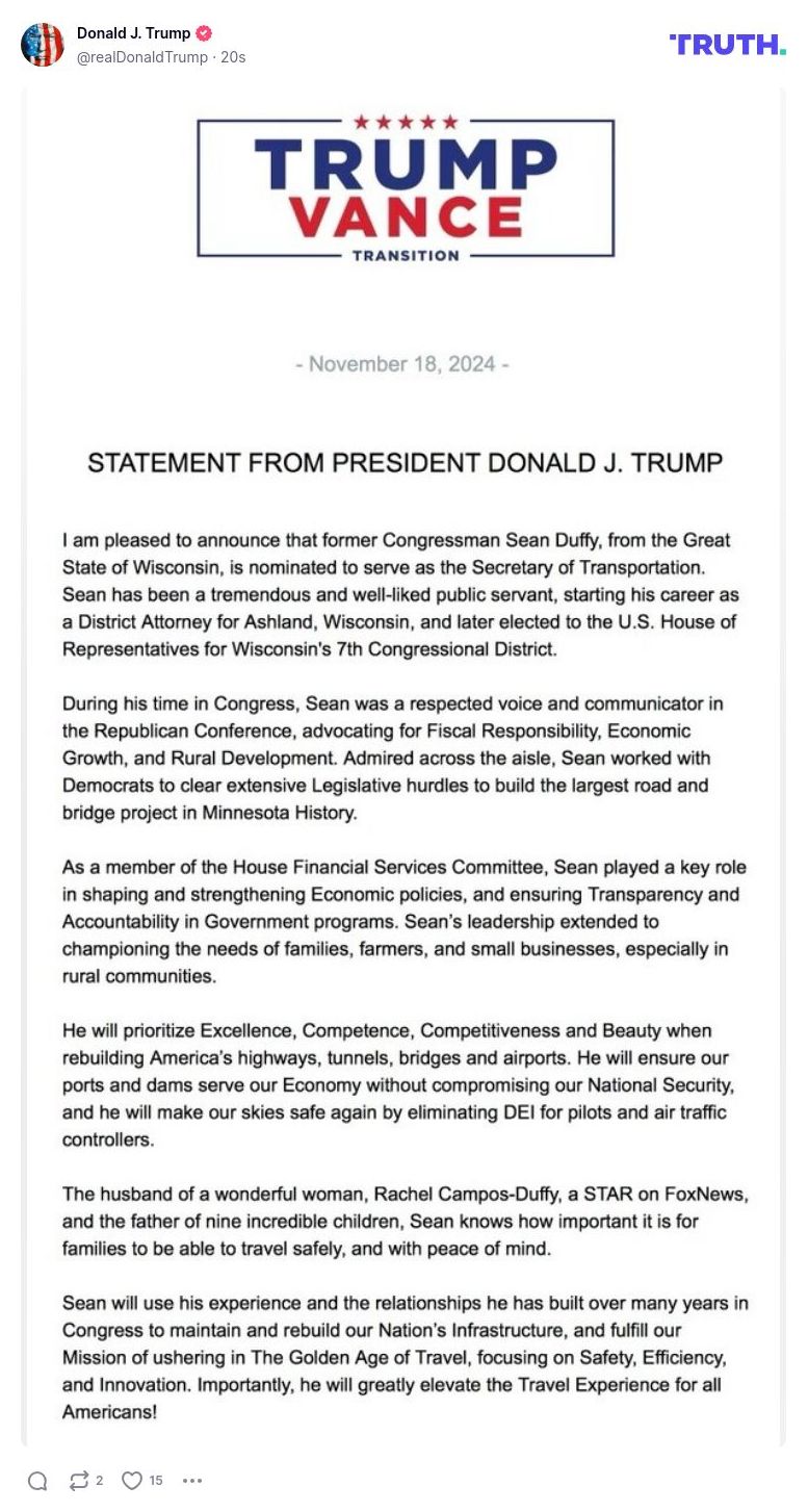 Post image from Donald Trump