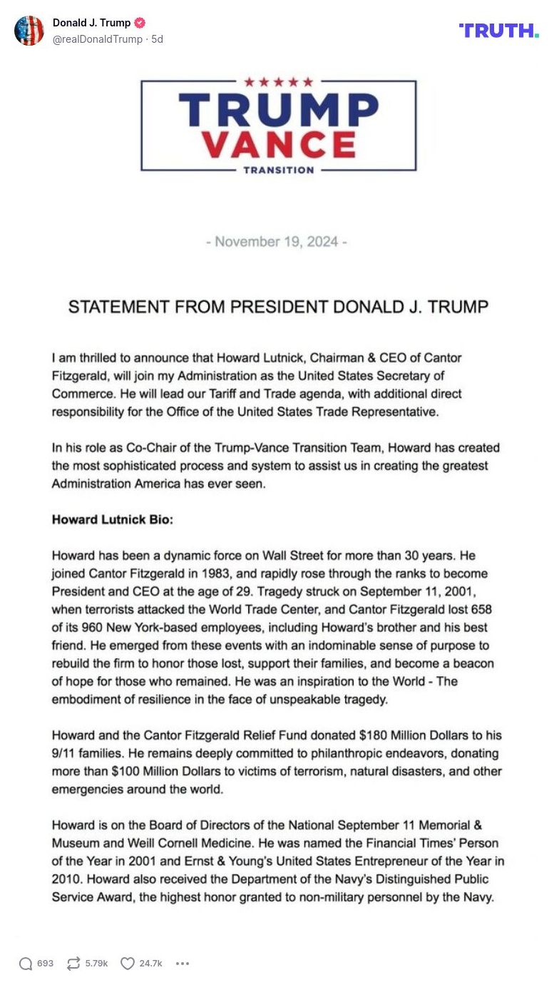 Post image from Donald Trump