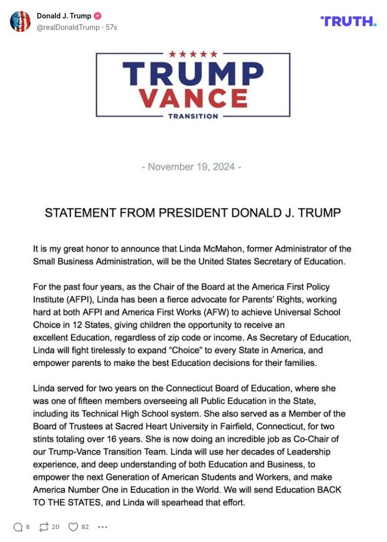 Post image from Donald Trump