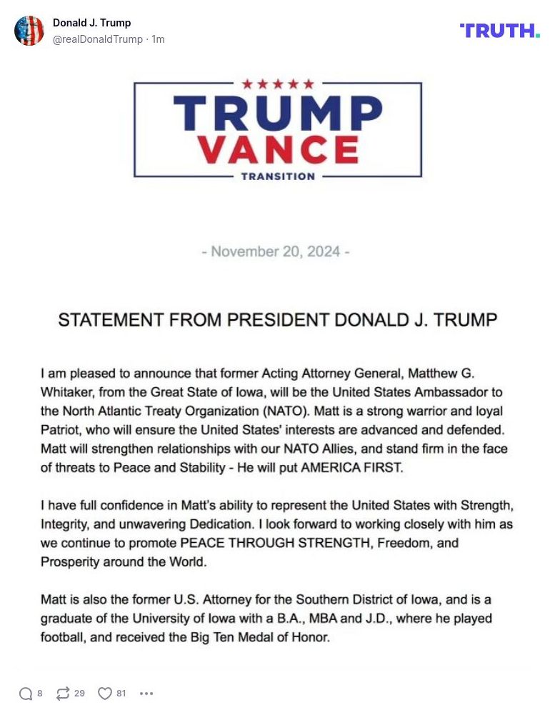 Post image from Donald Trump