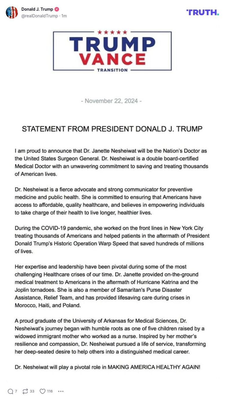 Post image from Donald Trump