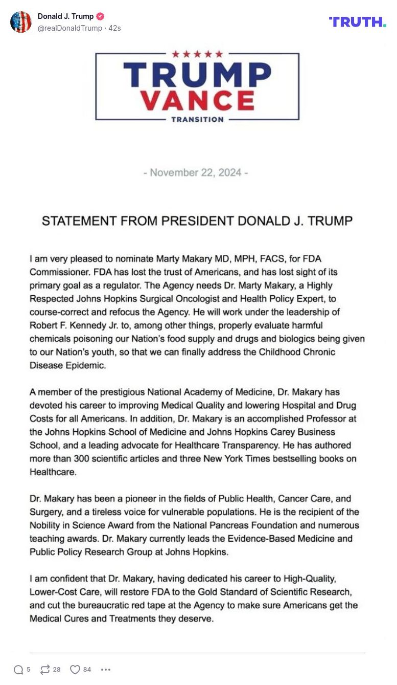 Post image from Donald Trump