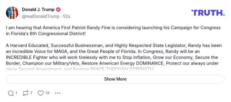 Post preview from Donald Trump