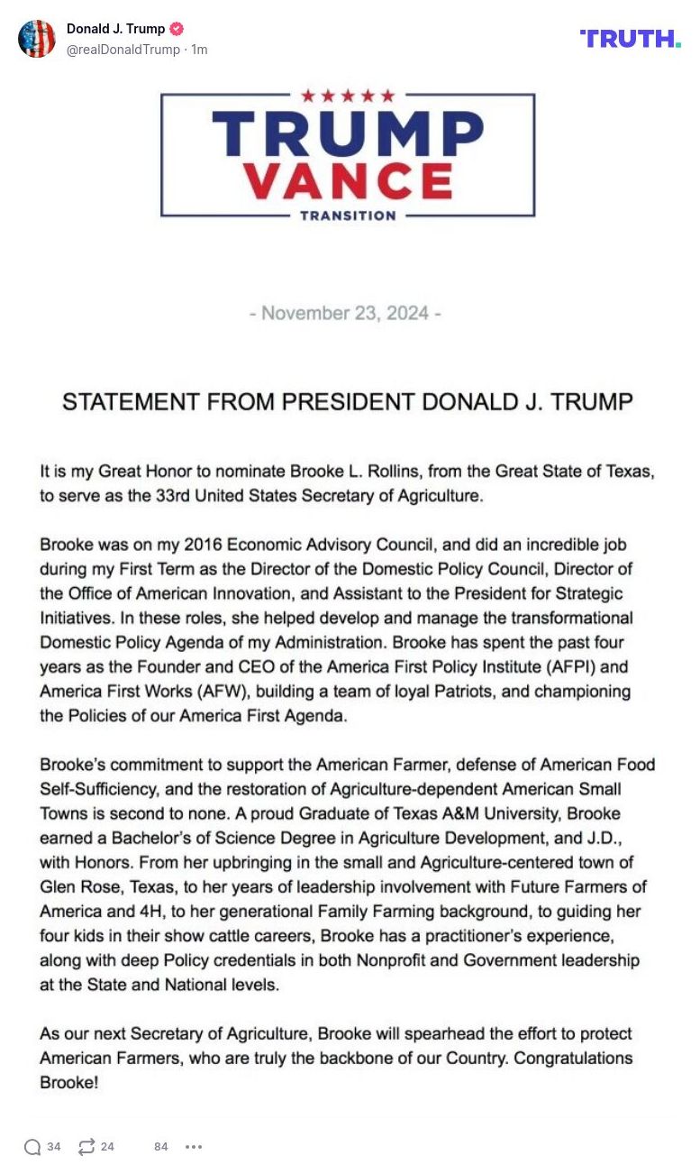 Post image from Donald Trump