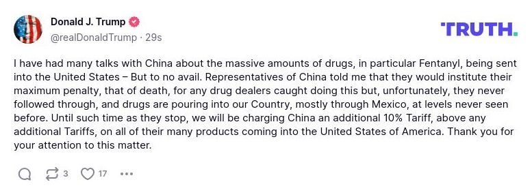 Post preview from Donald Trump