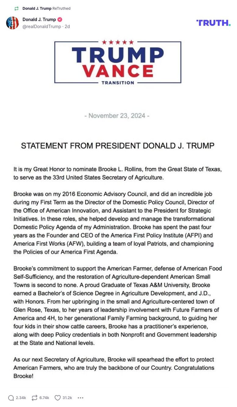 Post image from Donald Trump