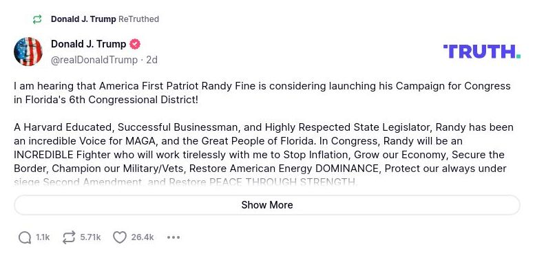 Post preview from Donald Trump