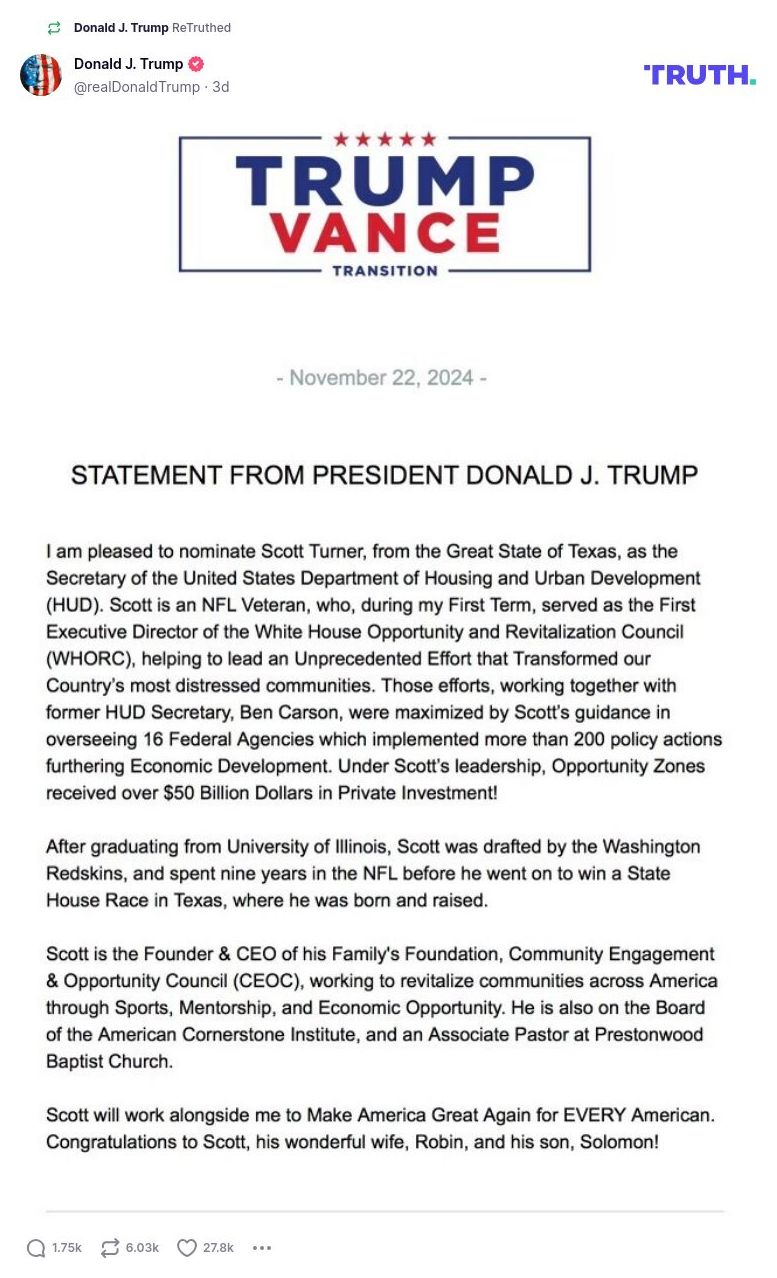 Post image from Donald Trump