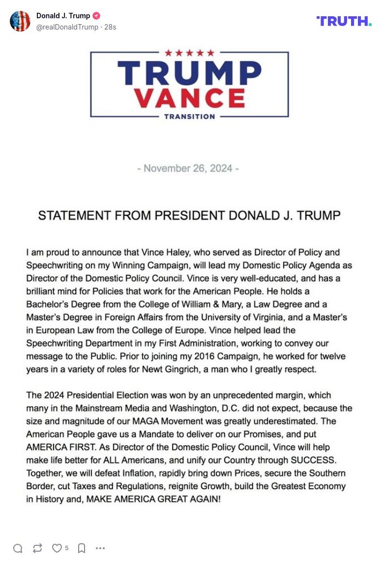 Post image from Donald Trump