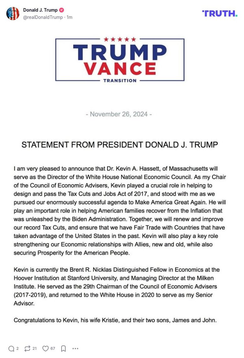 Post image from Donald Trump