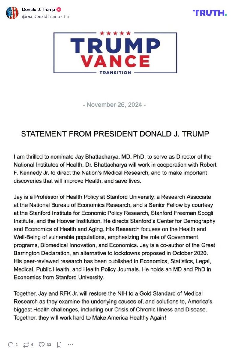 Post image from Donald Trump