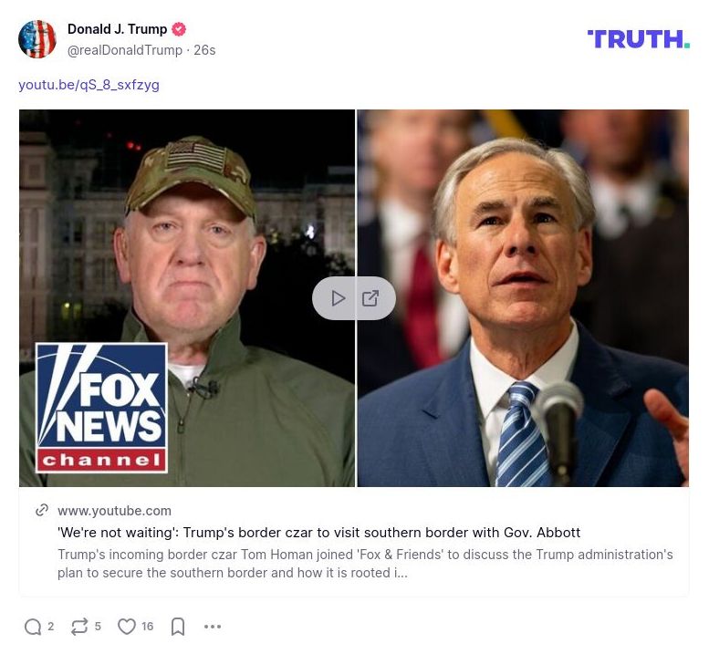 Post image from Donald Trump