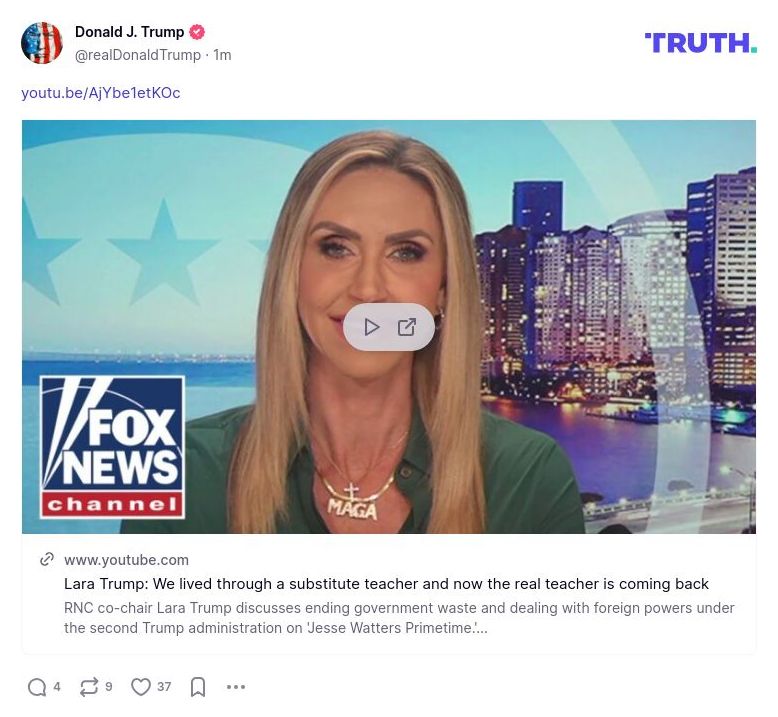 Post image from Donald Trump