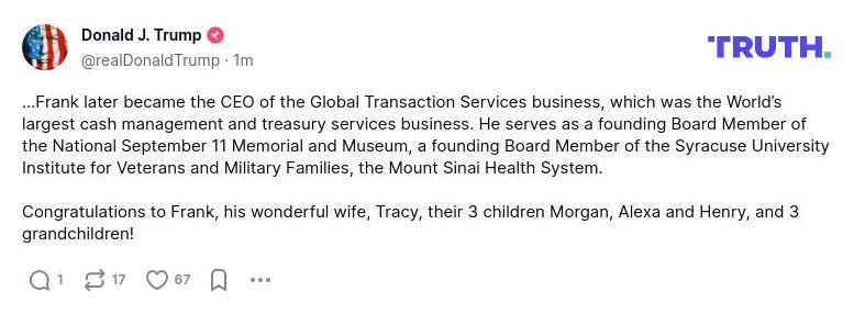 Post image from Donald Trump