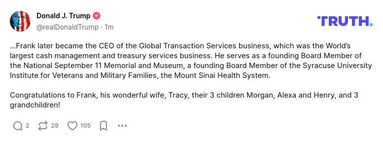 Post image from Donald Trump