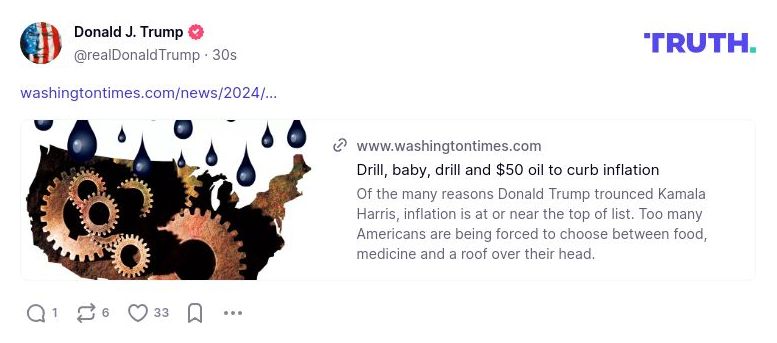 Post preview from Donald Trump