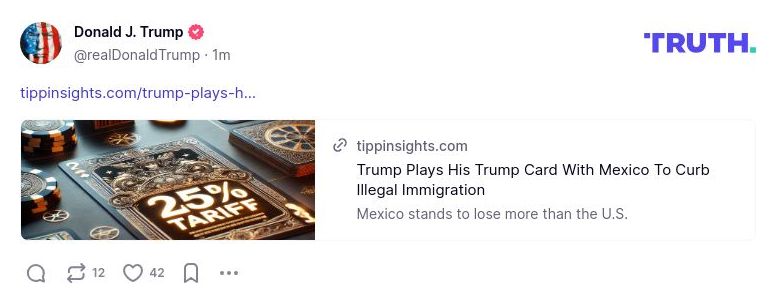 Post preview from Donald Trump