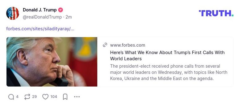 Post image from Donald Trump