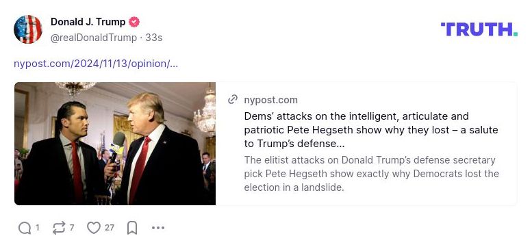 Post image from Donald Trump