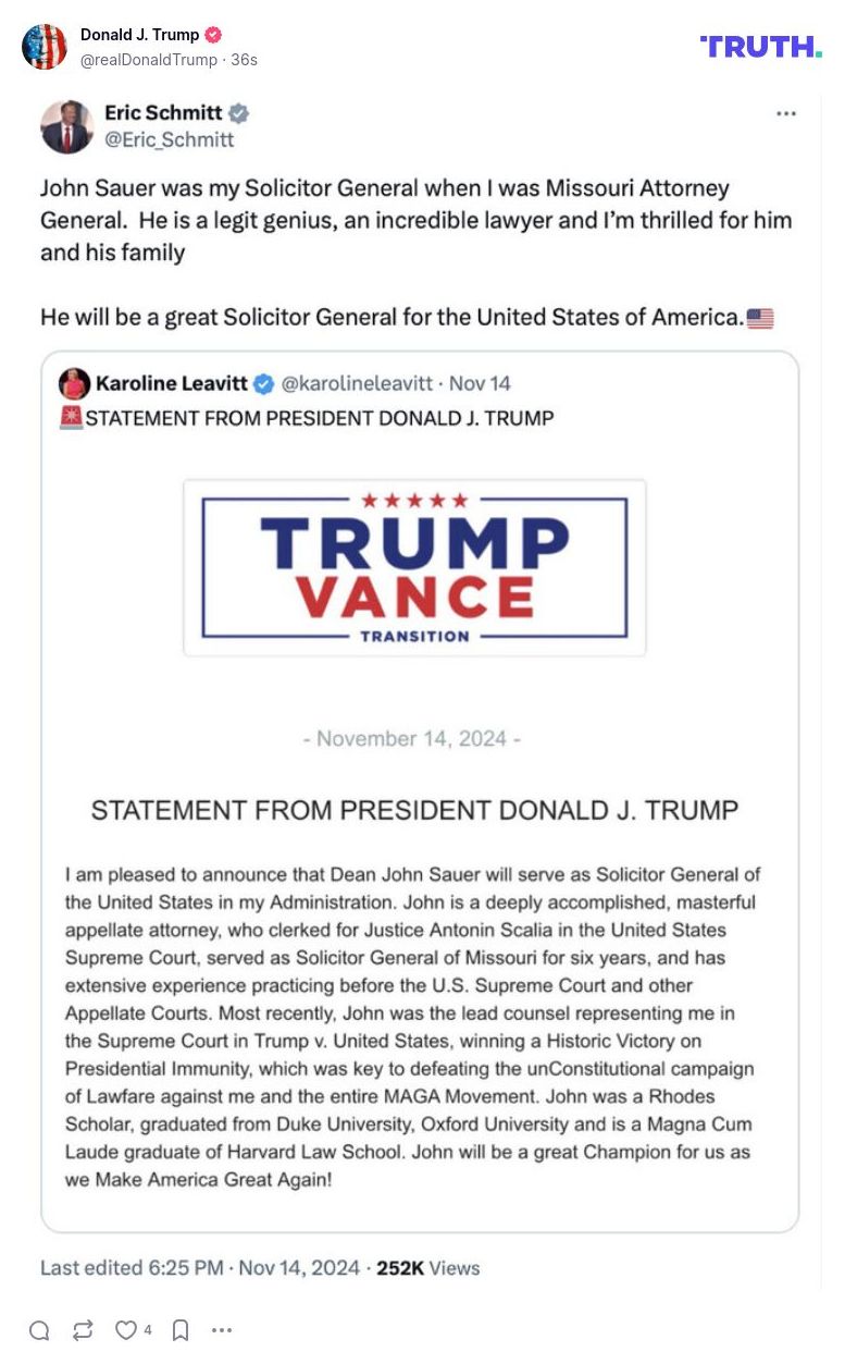 Post image from Donald Trump