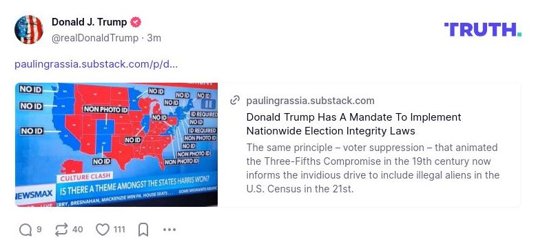 Post image from Donald Trump