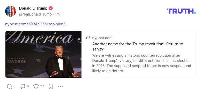 Post image from Donald Trump