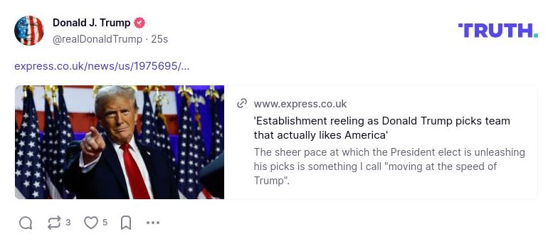 Post image from Donald Trump