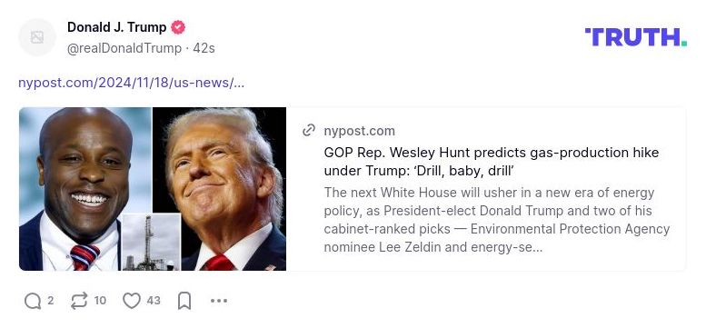 Post image from Donald Trump