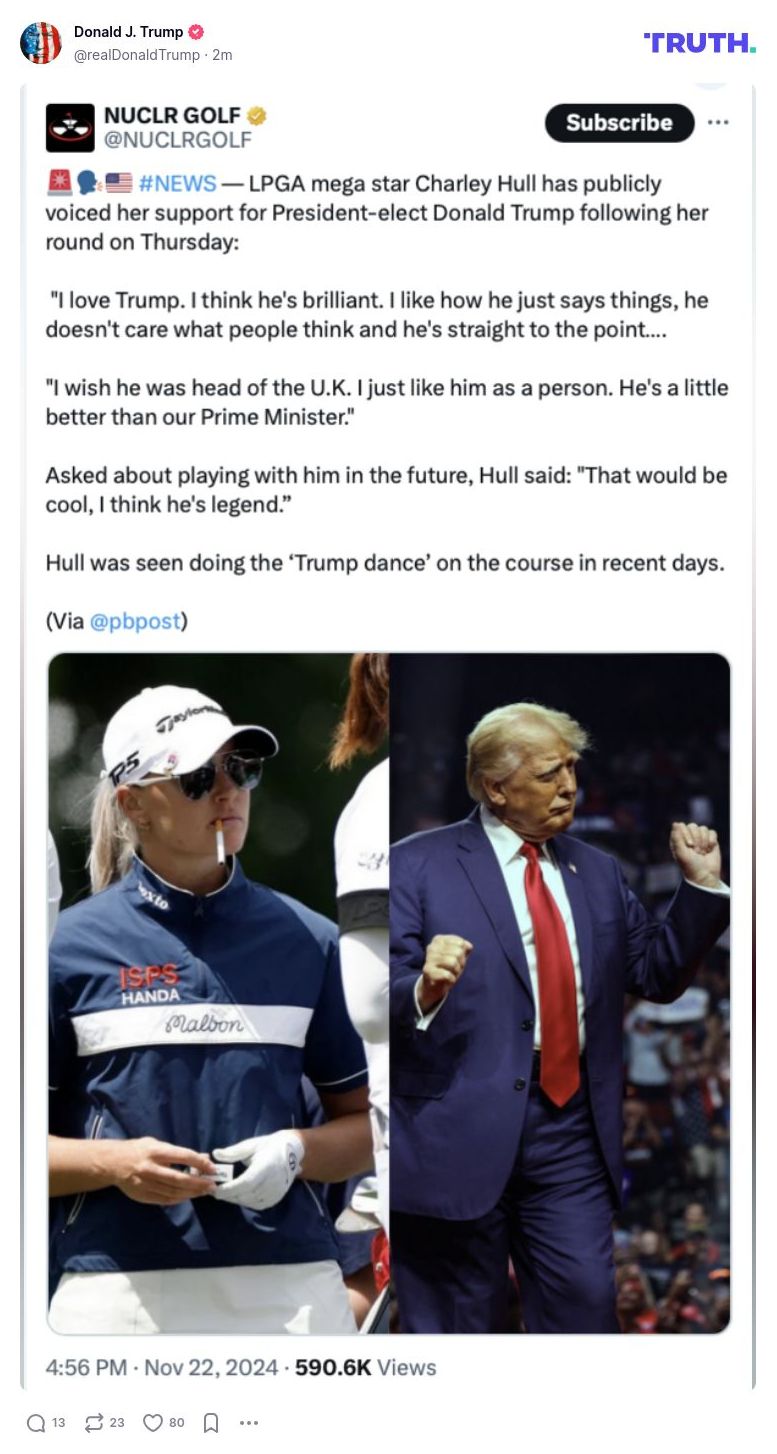 Post image from Donald Trump