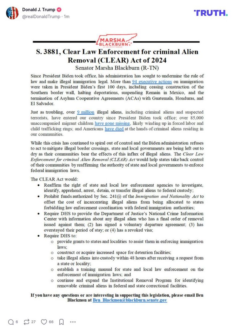 Post image from Donald Trump