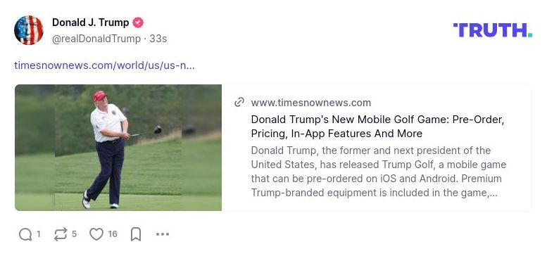 Post image from Donald Trump