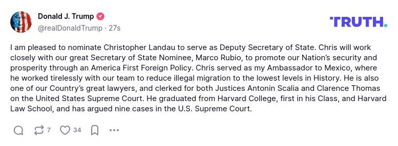 Post image from Donald Trump