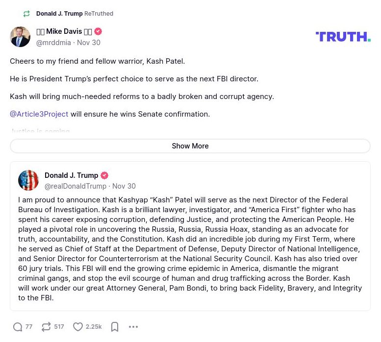 Post image from Donald Trump