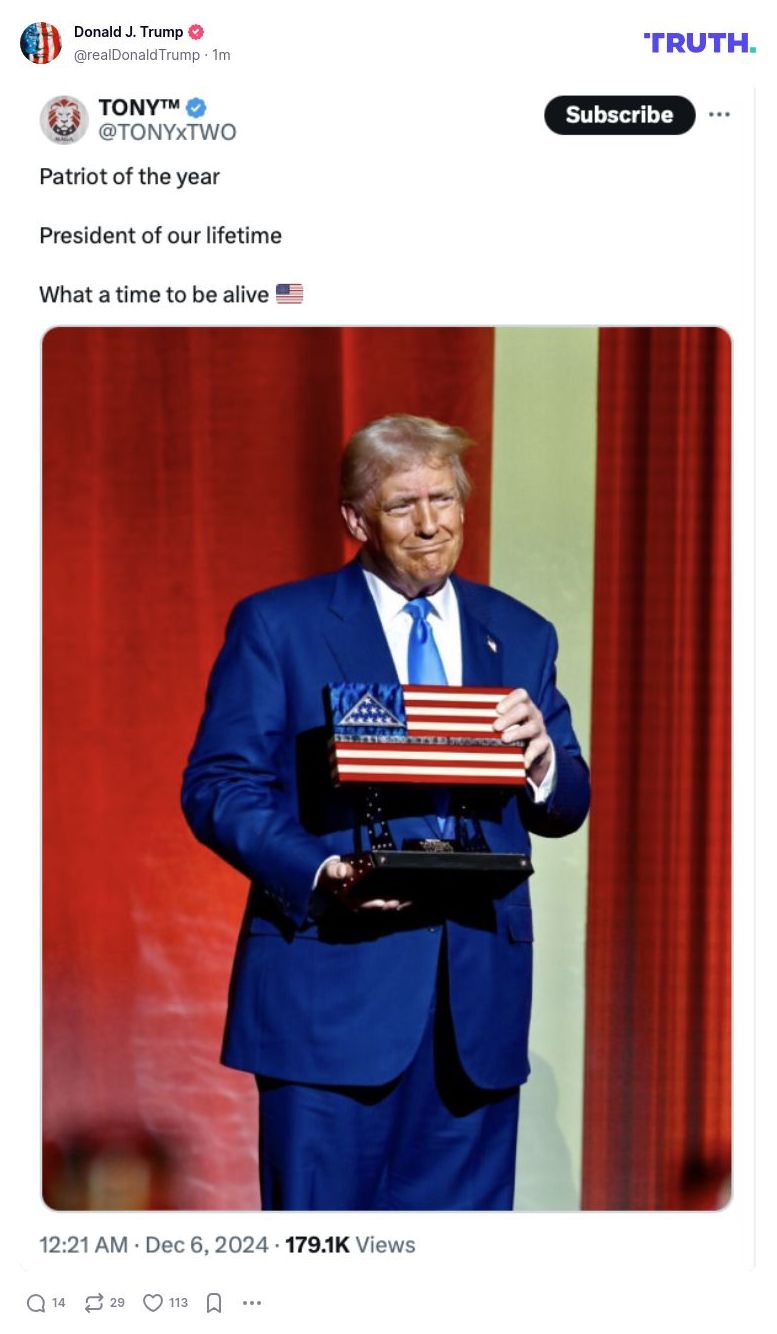 Post image from Donald Trump