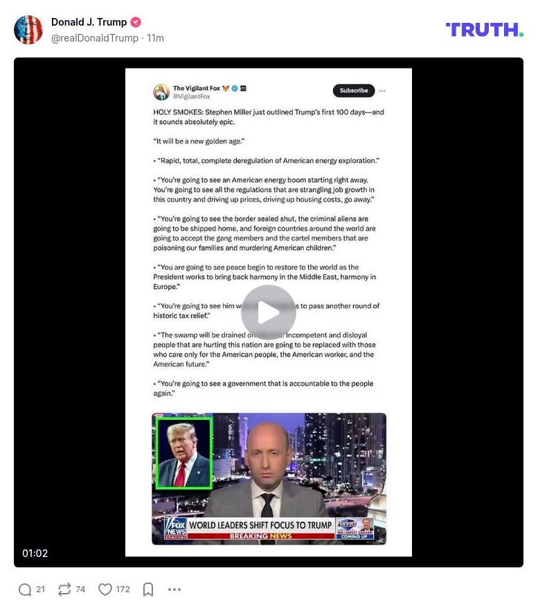 Post image from Donald Trump