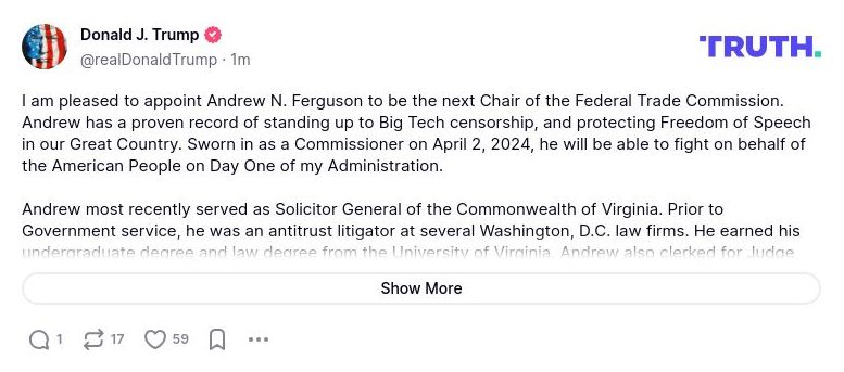 Post image from Donald Trump