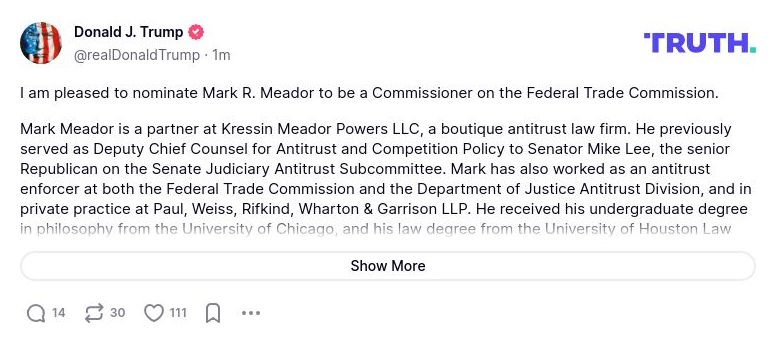 Post image from Donald Trump