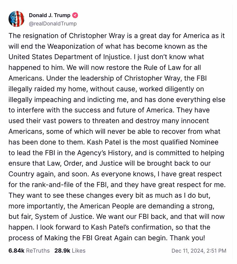 Post image from Donald Trump