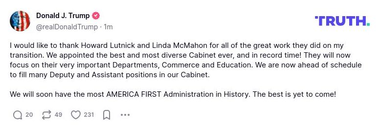 Post image from Donald Trump