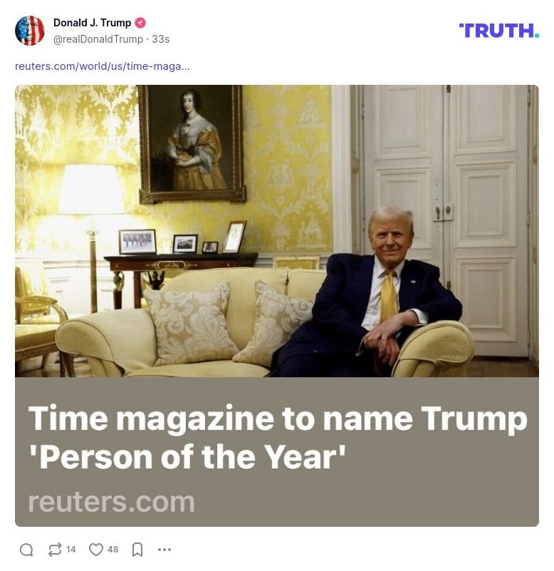 Post image from Donald Trump