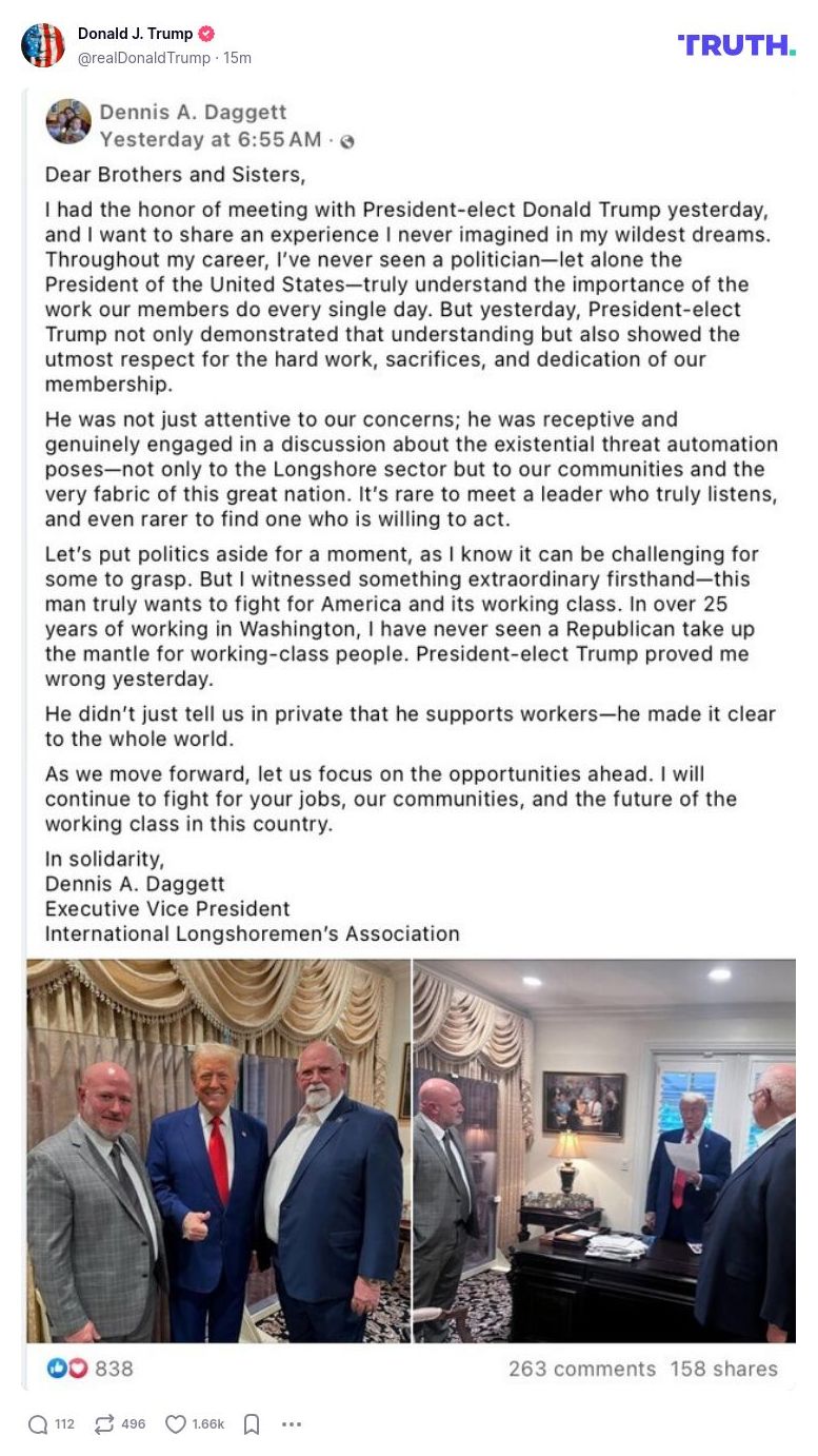 Post image from Donald Trump