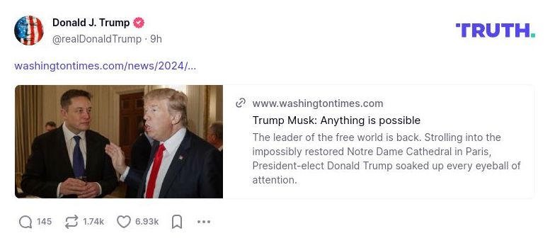 Post preview from Donald Trump