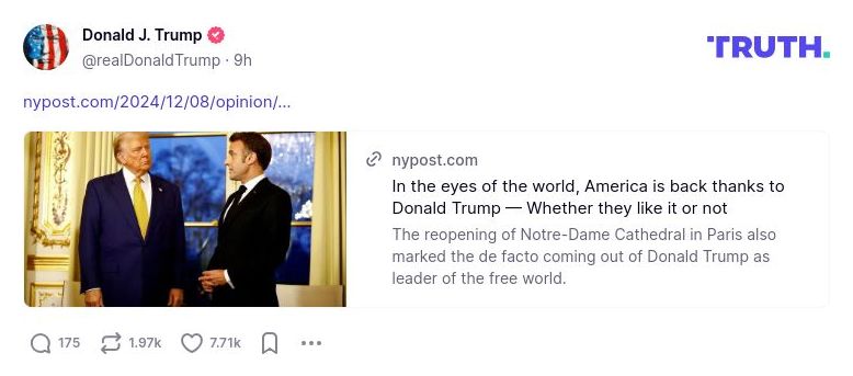 Post image from Donald Trump